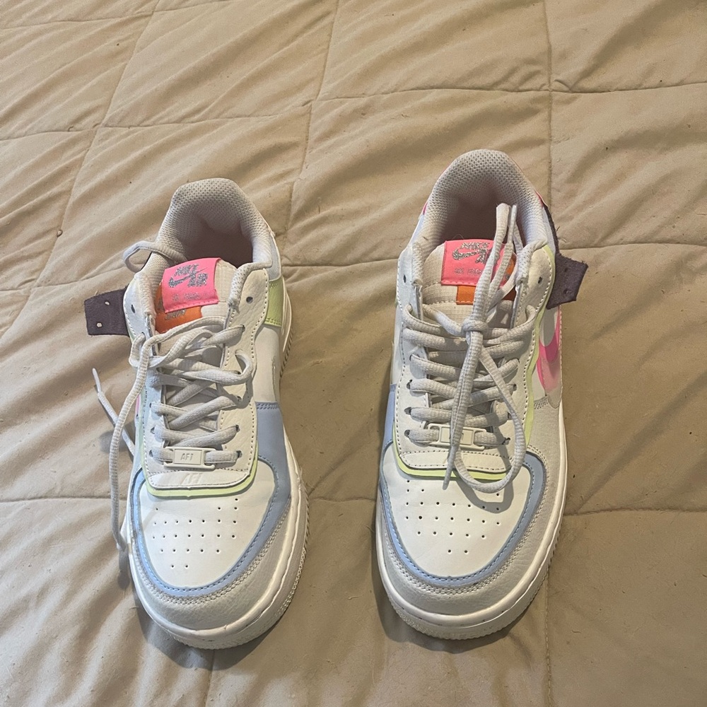 Nike White Sneakers with Pink and Purple Accents